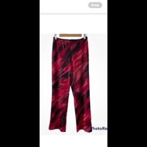 👖🌹Cache Red Black Sequin Pants Flare Leg Side Zip Bandless Waist 28 Inseam 30
